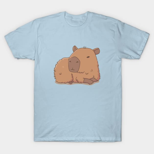 Cute Capybara Relaxing T-Shirt by rustydoodle